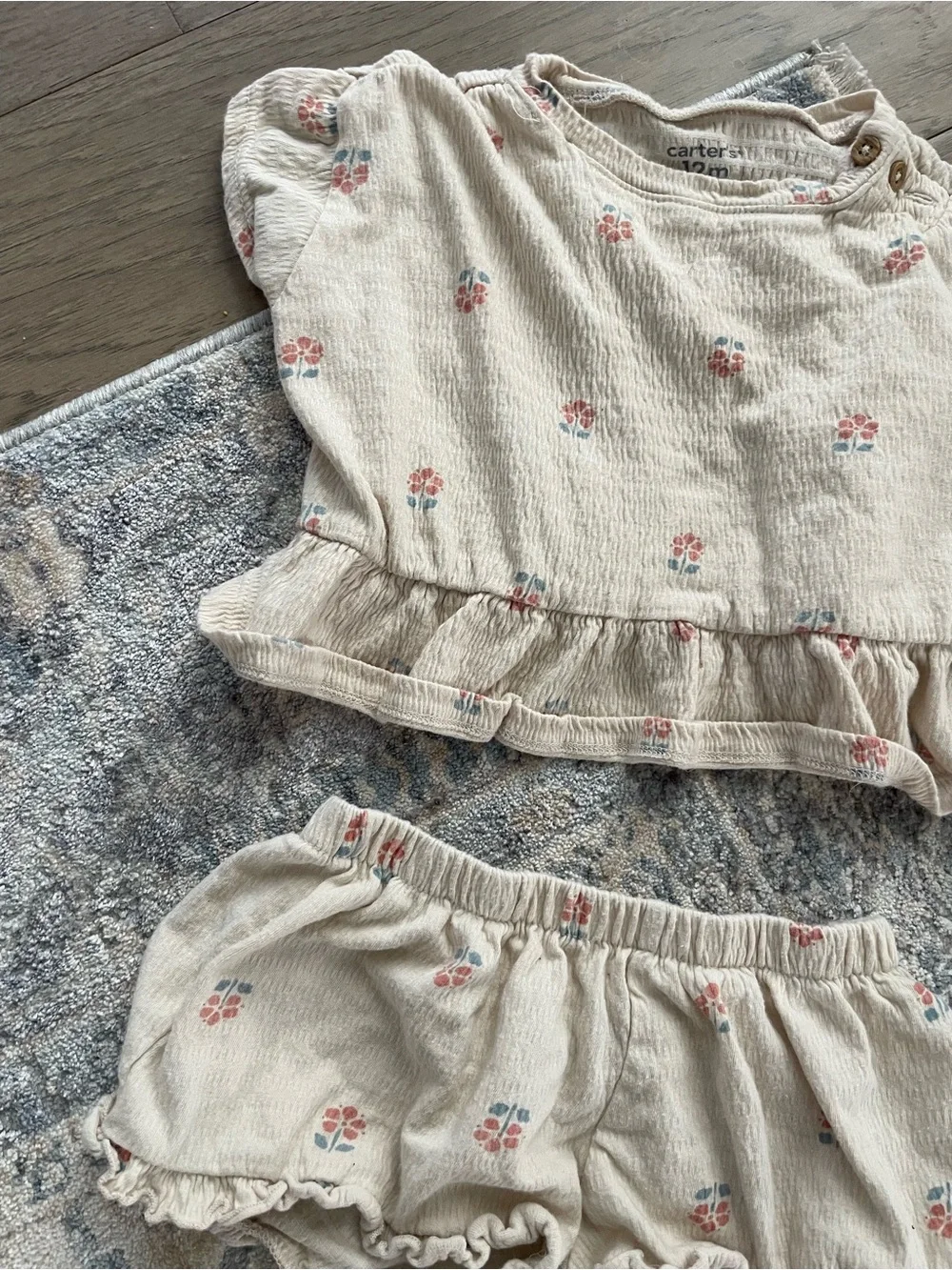 Carter's Cream Floral Ruffle Two-Piece Set